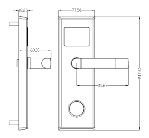 Size of Hotel Card Lock EK-5118